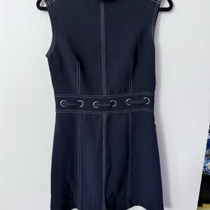 Veronica Beard Very Dark Navy Mini Dress with Grommet Detail